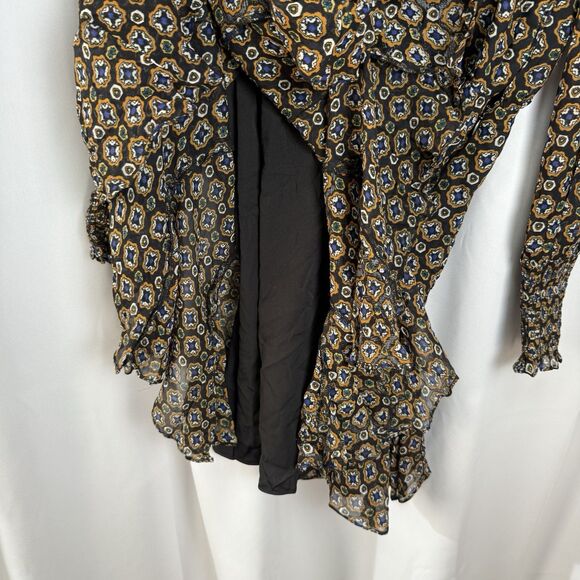 Veronica Beard Sacco Smocked Long Sleeve Mini Dress Sz 6 New - Picture 7 of 10